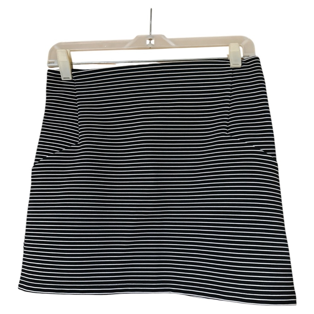 Topshop Y2K Striped Mini Skirt Size 6 Stretch Black White Parisian French Girl